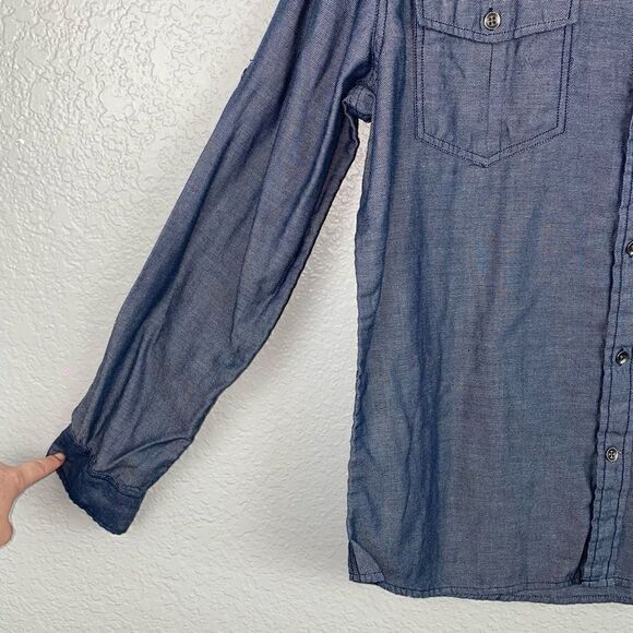 Rock & Republic Ladies Denim Dress Shirt, Long Sleeve Blue Size Large - Picture 11 of 12